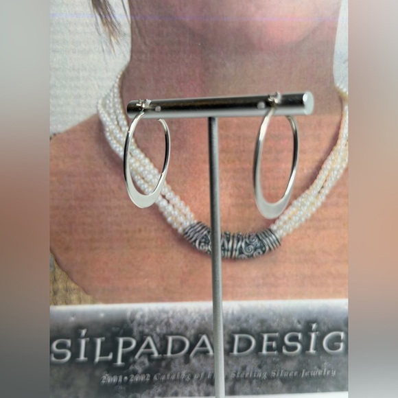 Silpada Vintage HTF Collectible Sterling Silver BACK-TO-BASICS Hoop Earrings - Picture 4 of 10